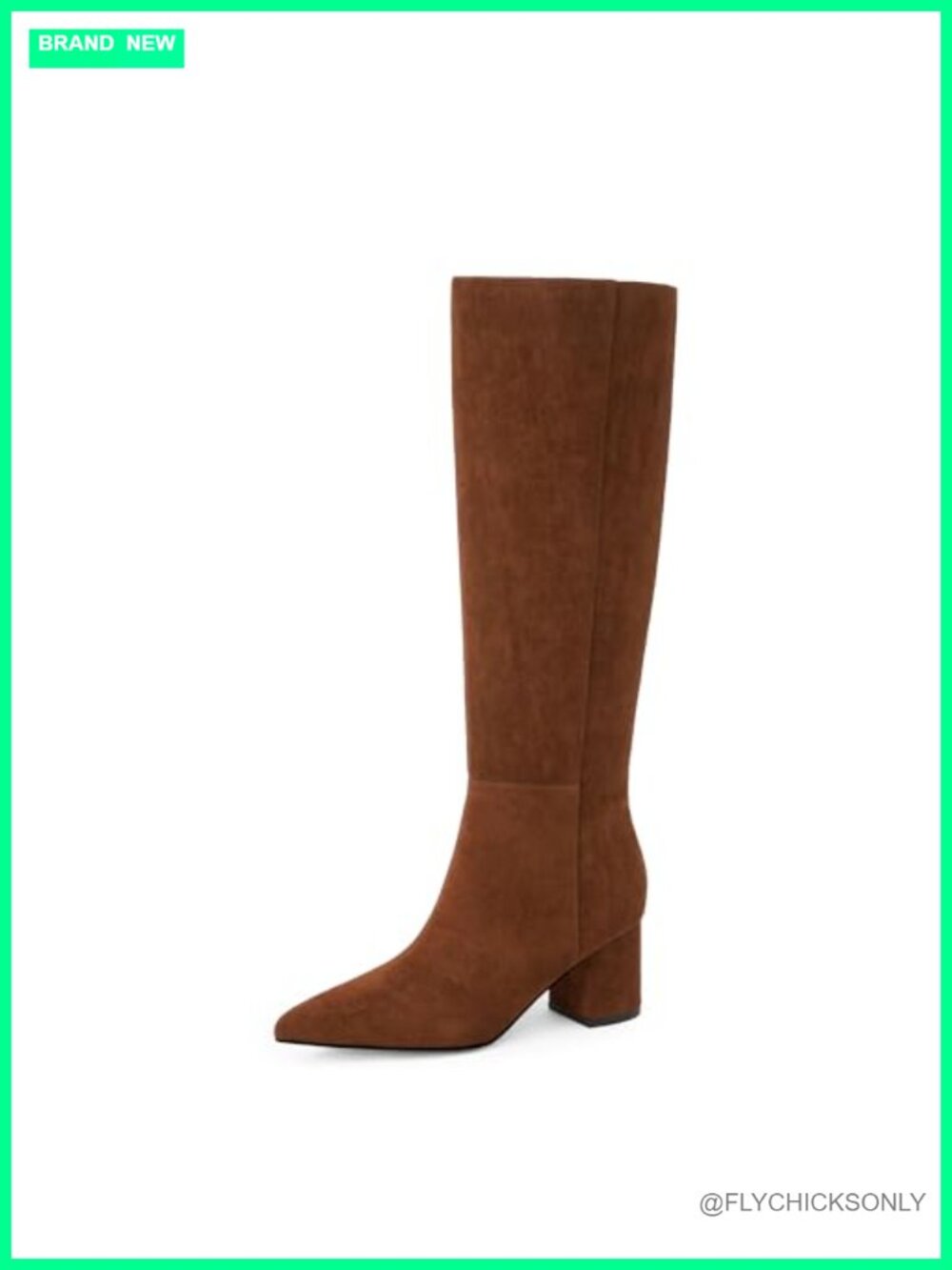 Womens Knee High Boots Faux Suede Chunky Low Heel Pointed Toe Tall Boots